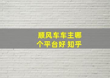 顺风车车主哪个平台好 知乎